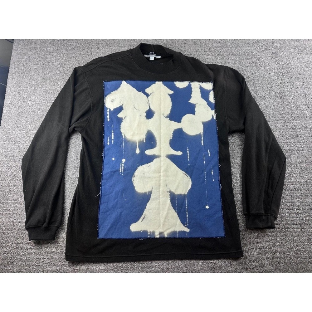 Vintage Snake Eyes Sweatshirt Men L Black Mock Neck Patchwork Golf Artsy 90s